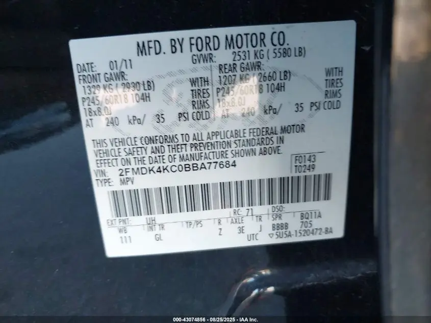 2011 FORD EDGE LIMITED