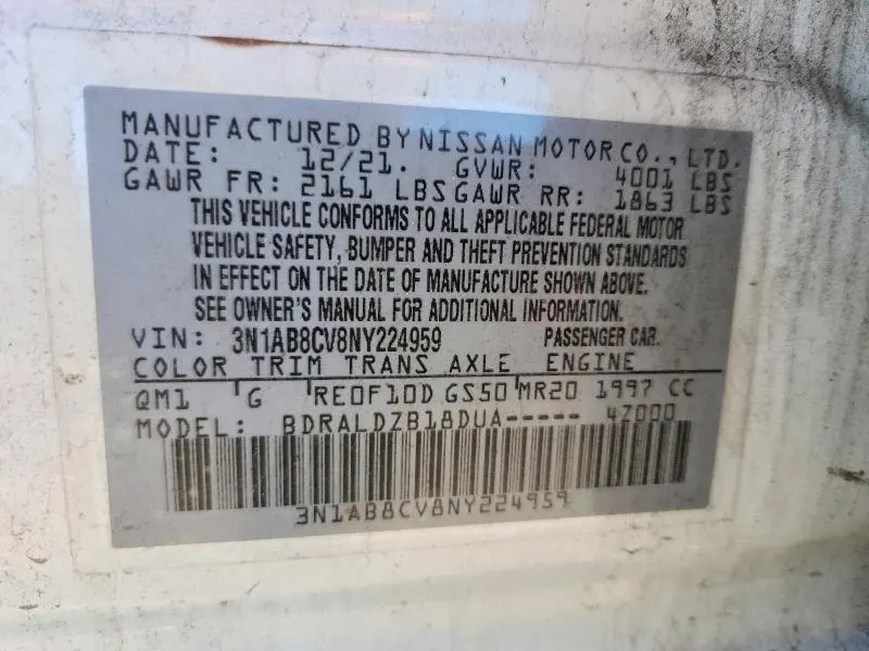 2022 NISSAN SENTRA SV  