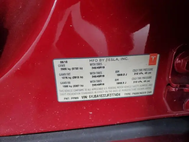 2018 TESLA MODEL S   