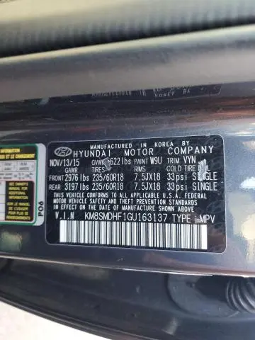 2016 HYUNDAI SANTA FE SE  
