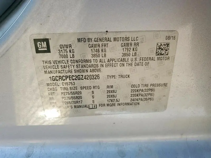 2016 CHEVROLET SILVERADO C1500 CUSTOM  