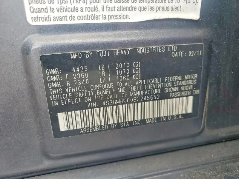 2011 SUBARU LEGACY 2.5I LIMITED  