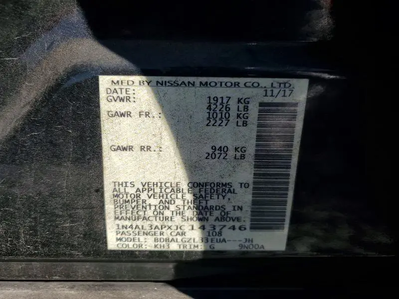 2018 NISSAN ALTIMA 2.5 S  