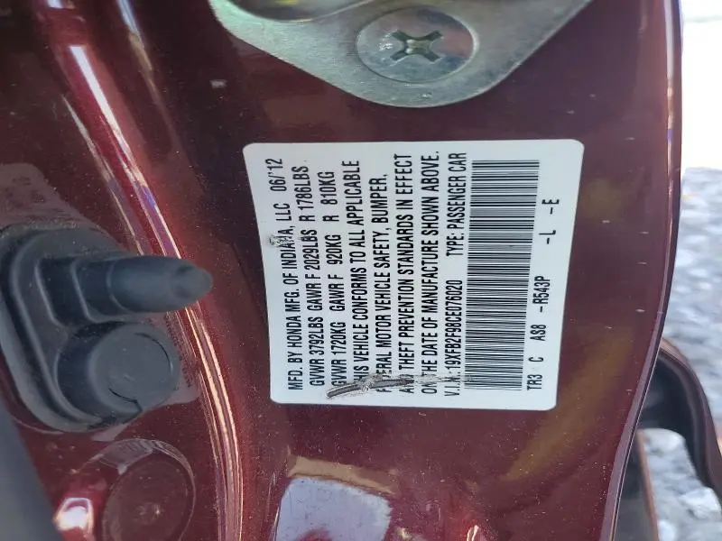 2012 HONDA CIVIC EXL  