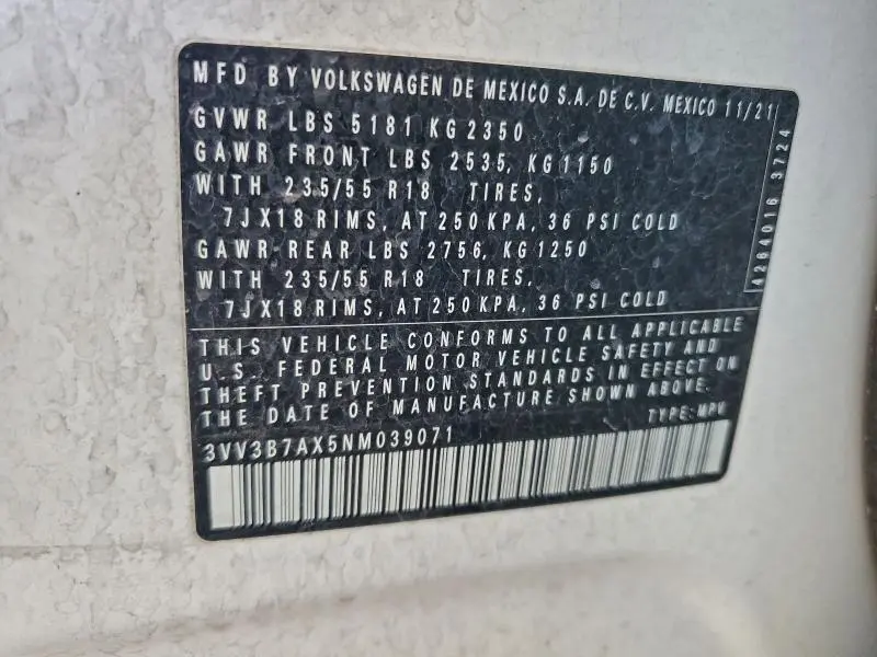 2022 VOLKSWAGEN TIGUAN SE  