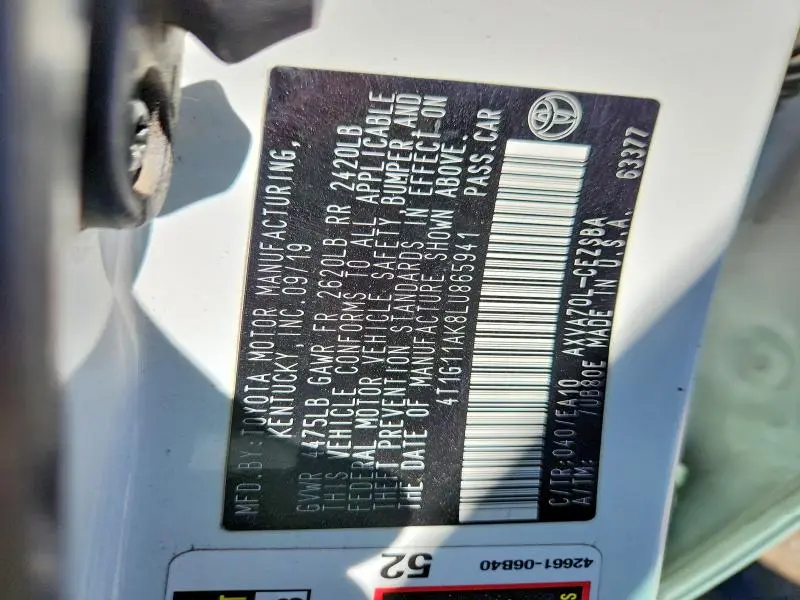 2020 TOYOTA CAMRY SE  