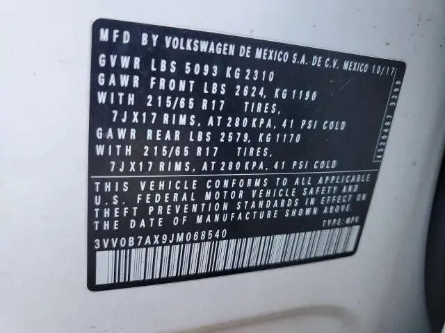 2018 VOLKSWAGEN TIGUAN S  