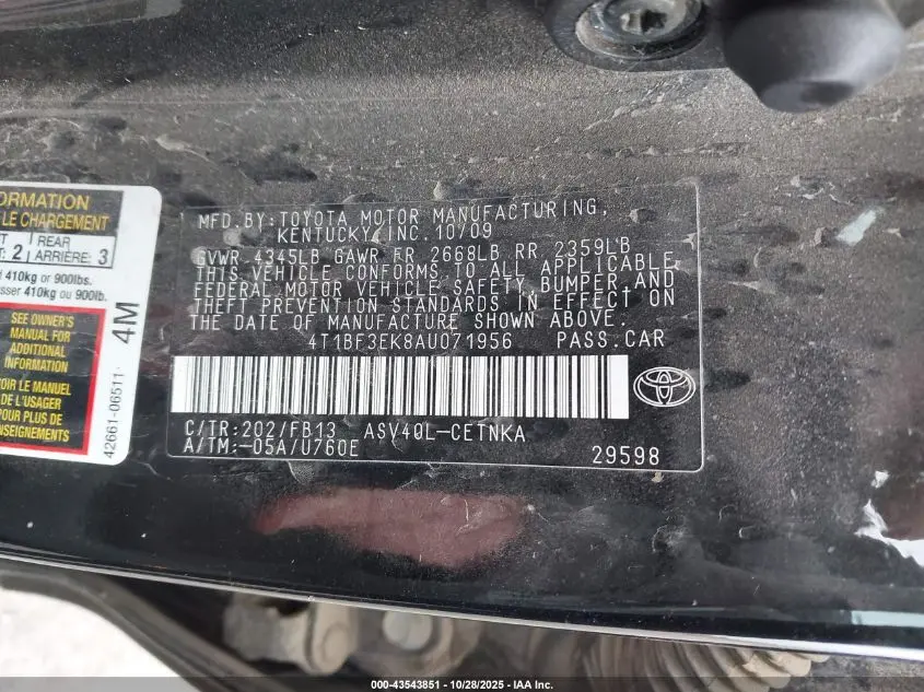 2010 TOYOTA CAMRY SE/LE/XLE