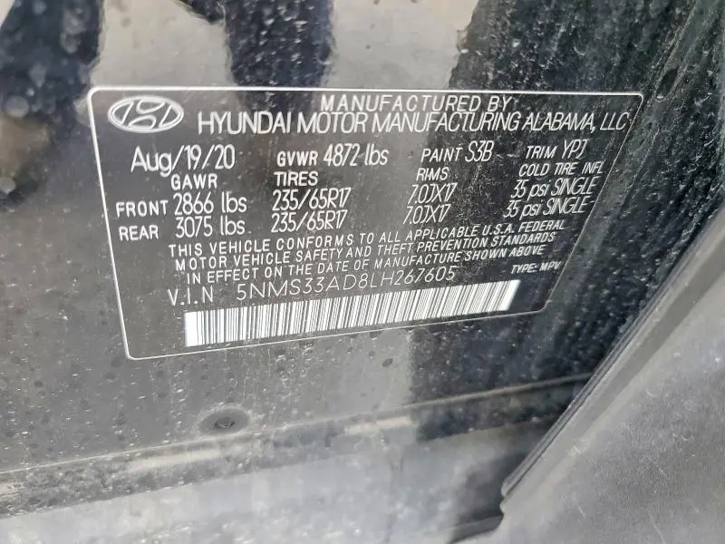 2020 HYUNDAI SANTA FE SEL  