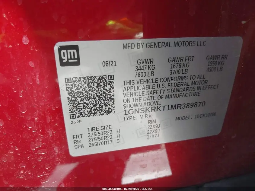 2021 CHEVROLET TAHOE 4WD RST