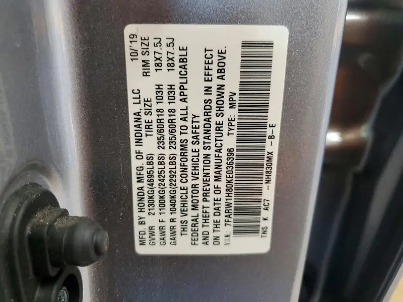 2019 HONDA CR-V EXL  