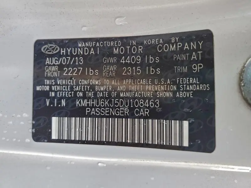 2013 HYUNDAI GENESIS COUPE 3.8L  