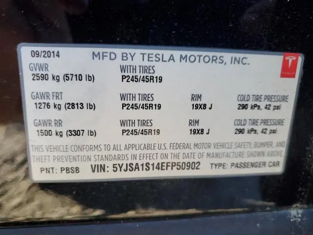 2014 TESLA MODEL S   
