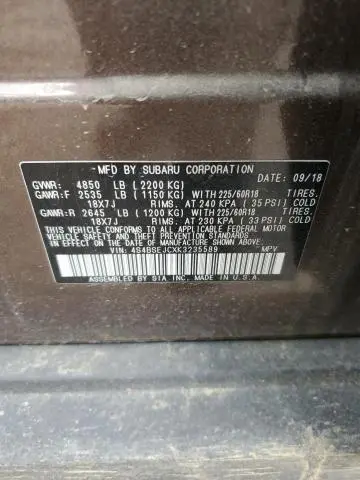 2019 SUBARU OUTBACK 3.6R LIMITED  