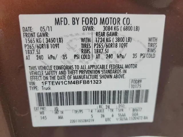 2011 FORD F150 SUPER   