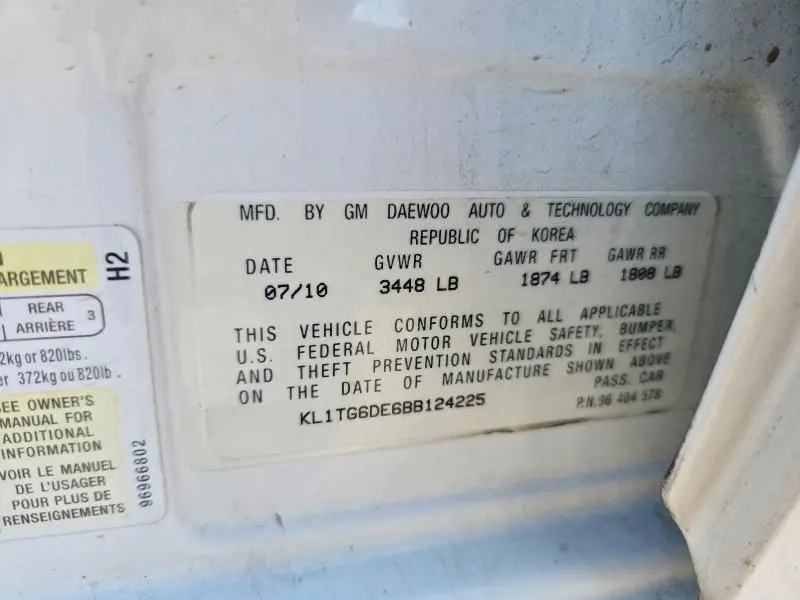 2011 CHEVROLET AVEO LT  