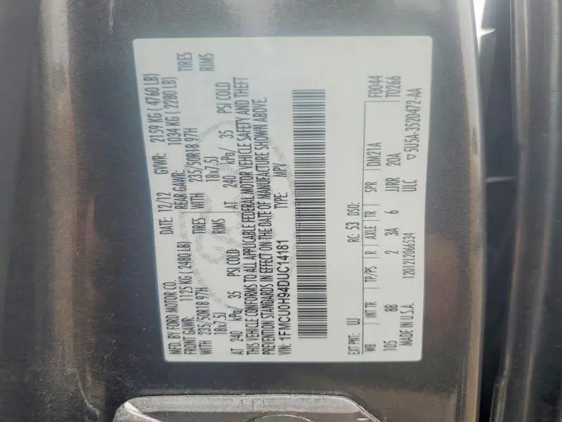 2013 FORD ESCAPE SEL  
