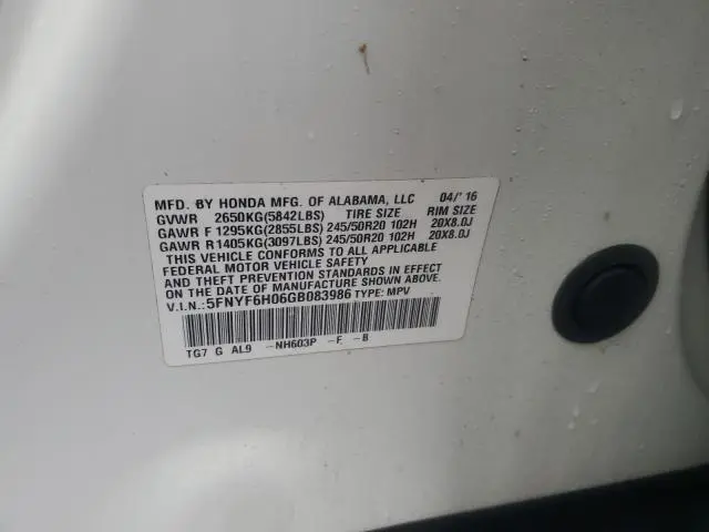 2016 HONDA PILOT ELITE  