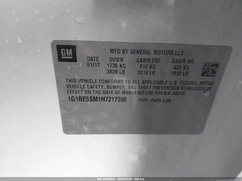 2017 CHEVROLET CRUZE LT AUTO