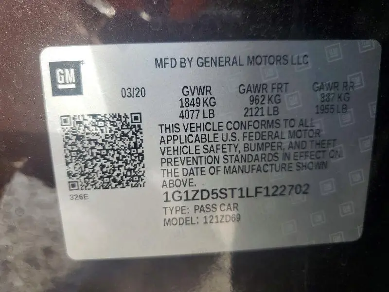 2020 CHEVROLET MALIBU LT  