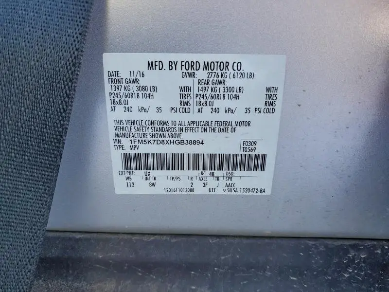 2017 FORD EXPLORER XLT  