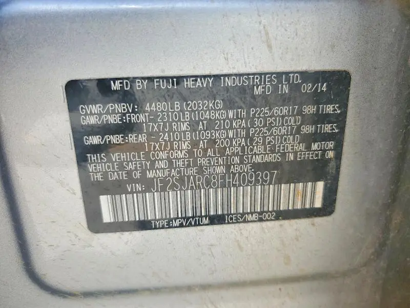 2015 SUBARU FORESTER 2.5I LIMITED  