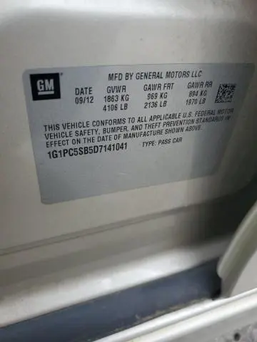 2013 CHEVROLET CRUZE LT  