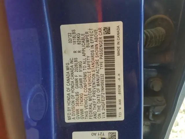 2022 HONDA CIVIC LX  