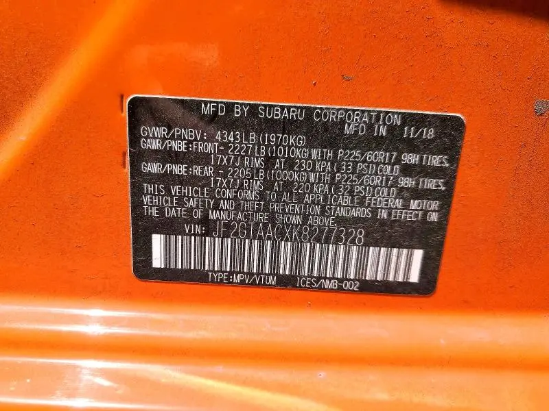 2019 SUBARU CROSSTREK   