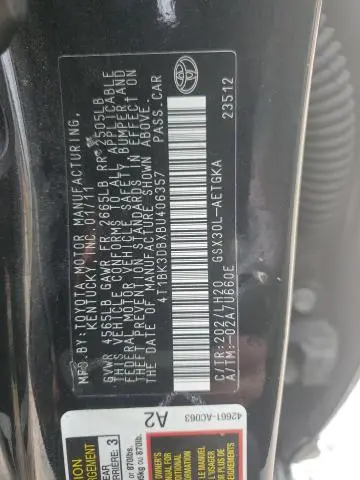 2011 TOYOTA AVALON BASE  