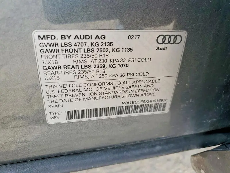 2017 AUDI Q3 PREMIUM  