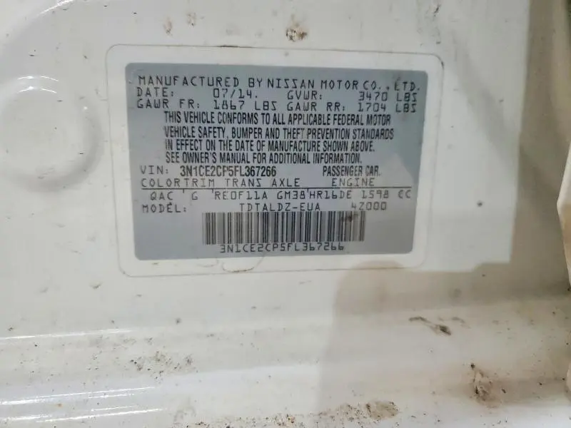 2015 NISSAN VERSA NOTE SV  