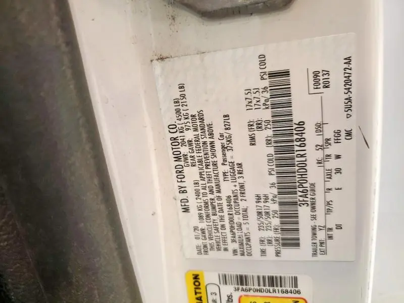 2020 FORD FUSION SE  