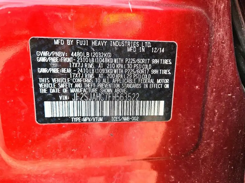 2015 SUBARU FORESTER 2.5I LIMITED  