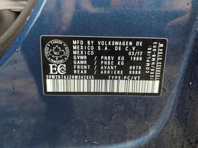 2017 VOLKSWAGEN JETTA S  