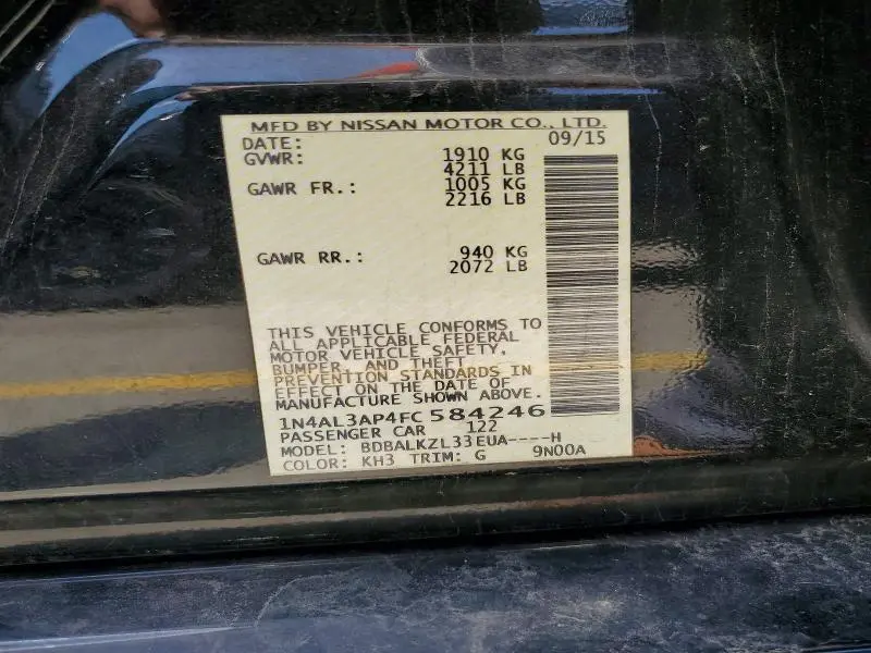 2015 NISSAN ALTIMA 2.5 SV  