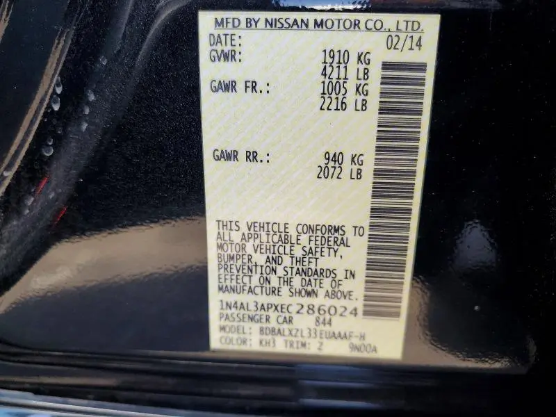 2014 NISSAN ALTIMA 2.5 SL  