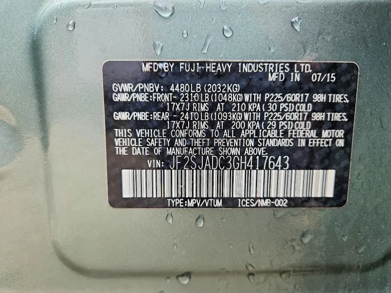 2016 SUBARU FORESTER 2.5I PREMIUM  