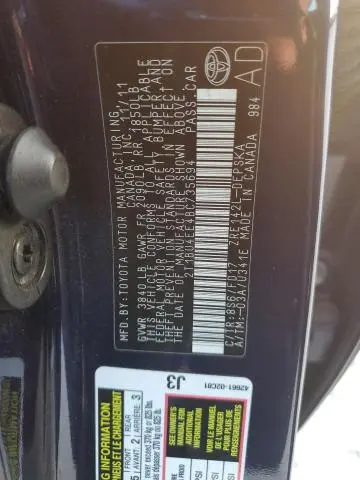 2011 TOYOTA COROLLA BASE  