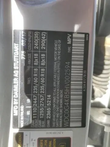 2017 MERCEDES-BENZ GLC 300 4MATIC  