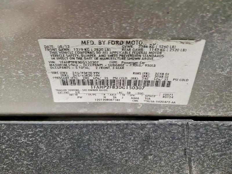 2013 FORD TAURUS LIMITED  