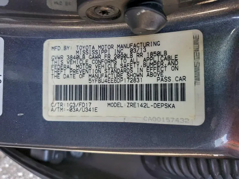 2013 TOYOTA COROLLA BASE  