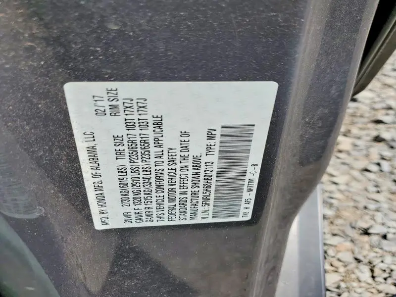 2017 HONDA ODYSSEY EXL  