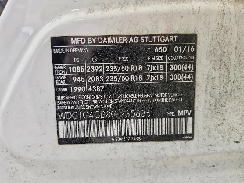 2016 MERCEDES-BENZ GLA 250 4MATIC  