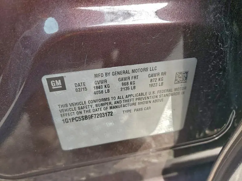 2015 CHEVROLET CRUZE LT  