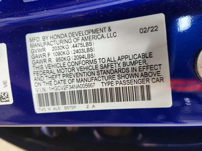 2022 HONDA ACCORD SPORT  