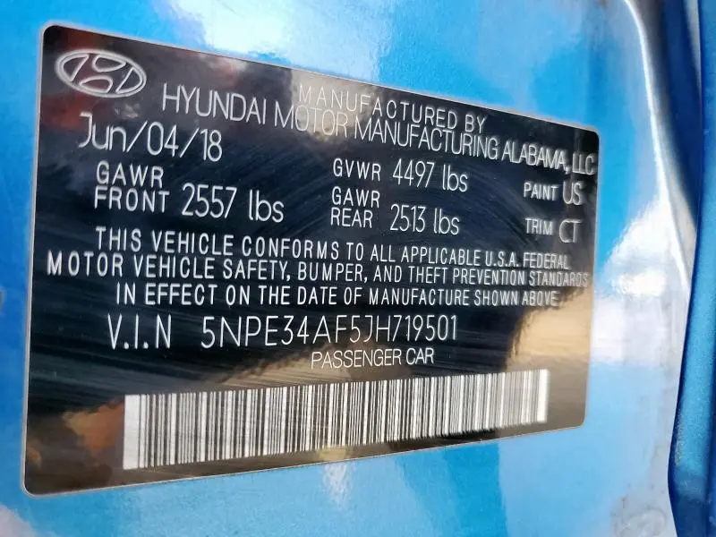 2018 HYUNDAI SONATA SPORT  