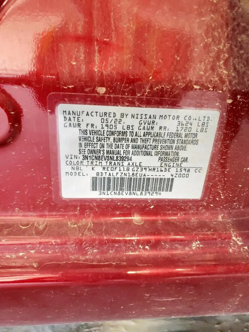2022 NISSAN VERSA SV  