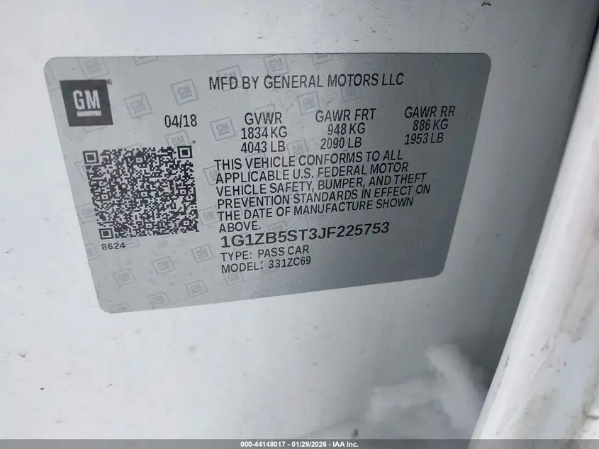 2018 CHEVROLET MALIBU 1LS