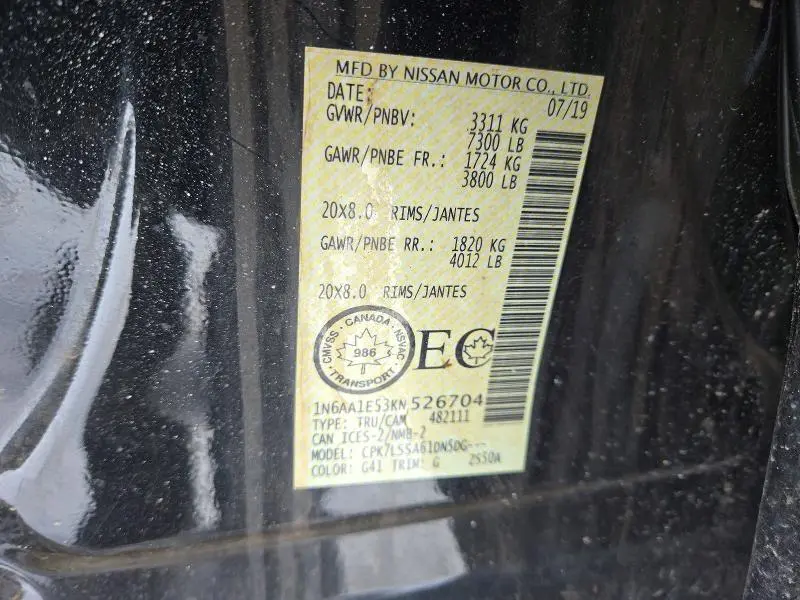 2019 NISSAN TITAN SV  